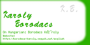 karoly borodacs business card